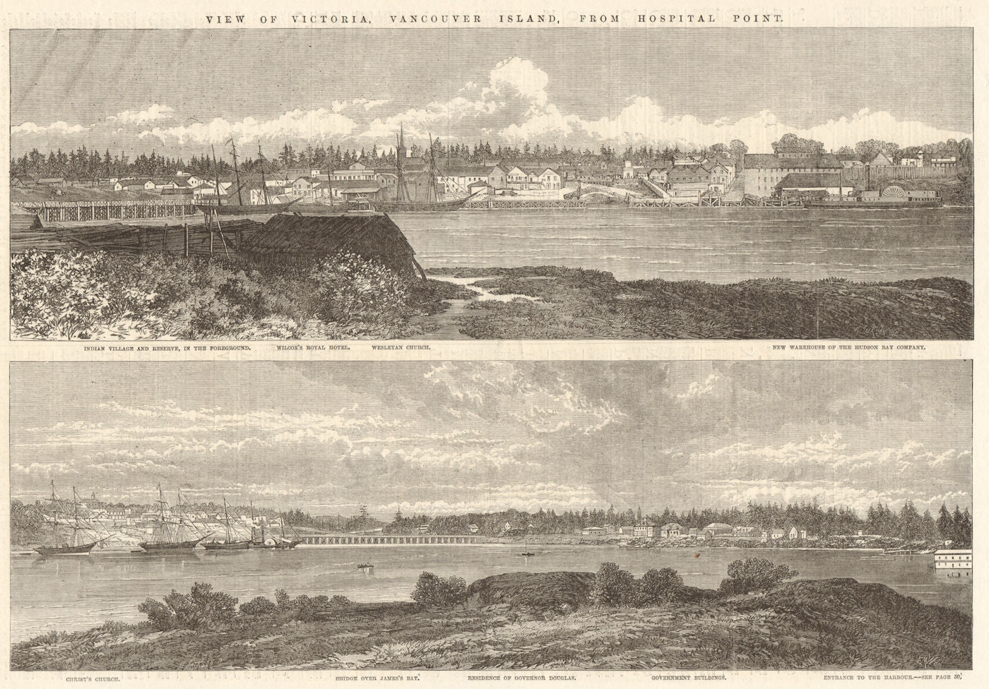 Victoria Vancouver Island Indian village Wilcox Hotel Hudson Bay Company 1863